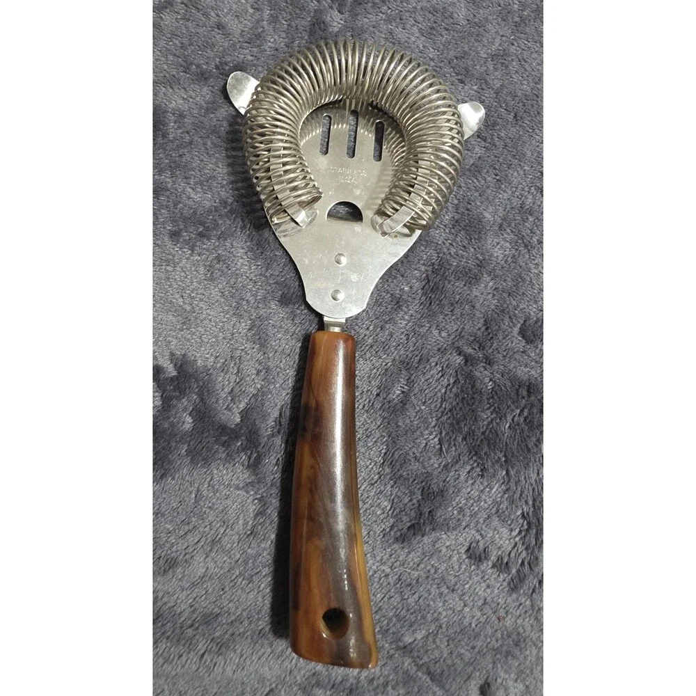 Vintage MCM Mid-CenturyModern BAKELITE Handle 3pcBarUtensils SpoonStrainerOpener